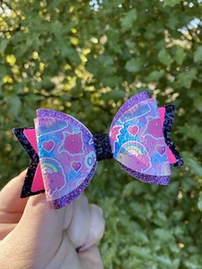 1 x Hair Clip Halloween inspired Halloween Vegan Leather Girls Hair Bow Spooky - Picture 1 of 11
