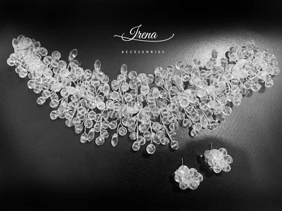 Diademas para el cabello nupcial con cuentas de cristal transparente hechas a mano diademas boda Foto 1 de 4