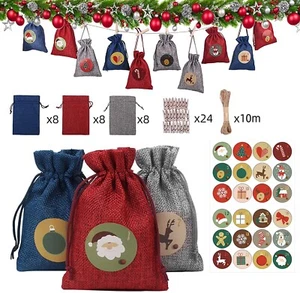 Advent Calendar Bag 2021, Empty Advent Calendar , 24pcs DIY Reusable fabric - Picture 1 of 7