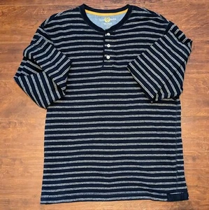 Club Room Herren L marine & weiß gestreift super weich bequem warm Langarm Henley - Bild 1 von 8