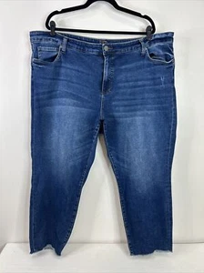 Kut From The Kloth Women’s 24W Blue Straight Leg Raw Edge Hem Crop Jeans - Picture 1 of 12
