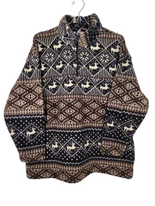 Vintage 90s Hanes Deer All Over Geometric Print Mens 1/4 zip Medium - Bild 1 von 11