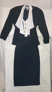 Daymor Couture Mock 3 Piece Suit Tuxedo Dress Black S6 Womens Tuxedo (Rare Find) - Picture 1 of 16