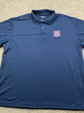 Chicago Fire Polo Shirt Mens XL Extra Large Blue Soccer Dry Button MLS Adult Cover