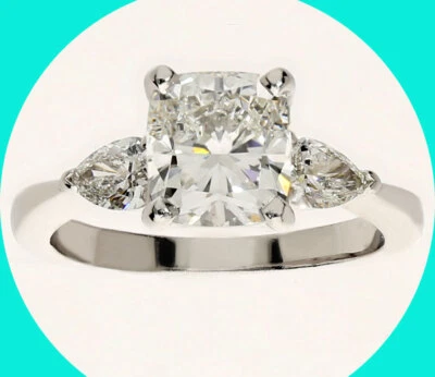 GIA Certified Cushion Cut Natural Diamond Engagement Ring 2.01CT E  VS1 Platinum - Image 1 of 4
