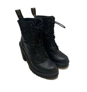 Dr. Martens Kendra leather heel boots Women's Size 5 black shoes - Picture 1 of 8