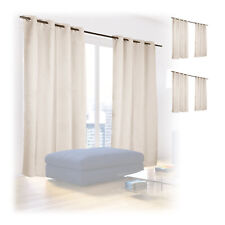 Set of 6 Thick Curtains with Eyelets, Polyester, Room Darkening, Sand