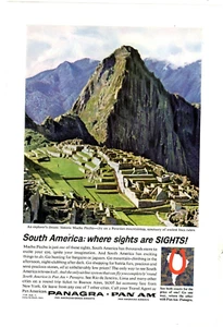 1963 Print Ad Panagra Pan Am Airways South America Machu Pichu Inca Peruvian Mtn - Picture 1 of 2