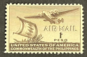 Travelstamps: US Philippines Airmail stamps 1941 Sc #C62 1 Peso Mint MNH OG - Picture 1 of 5