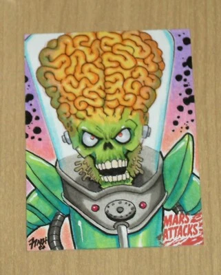 2021 Topps Mars Attacks Uprising sketch card 1/1 Patrick Finch - Image 1 of 2