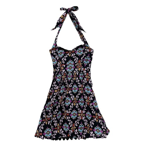 VALENTINO Abito EDME & ESYLLTE 2 Primula Halter colletto a cuore aderente e svasato Q307