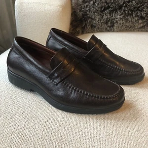 Gravity Defyer Men Sorrento Brown Leather Penny Loafers Sz 8 Comfort Dress Shoes - Picture 1 of 10