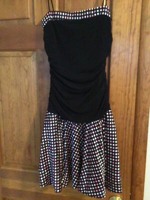 CITY TRIANGLES Cocktail Party Dress Sz Medium Polka Dots Drop Waist - Image 1 of 4