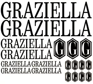KIT 20 ADESIVI GRAZIELLA PRESPAZIATI VINILE PER RESTOMOD STICKERS BIKE BDC MTB - Picture 1 of 4