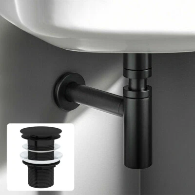 Trampa para botellas y residuos de lavabo de baño universal Nes Home negro mate - Imagen 1 de 4