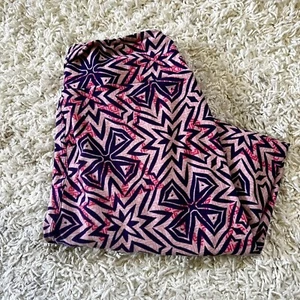 Lularoe Patterned One Size Leggings Purple Pink Geometric - Picture 1 of 2