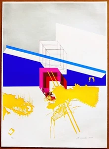 Moshe Givati Mehrfarbig Siebdruck Abstrakte Komposition #42von50 Bleistift Signiert  - Bild 1 von 1