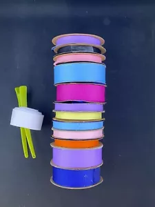 Offray Grosgrain Rolls Solid Color 3/8 - 1" 12 Rolls VINTAGE Ribbon Spools - Picture 1 of 3