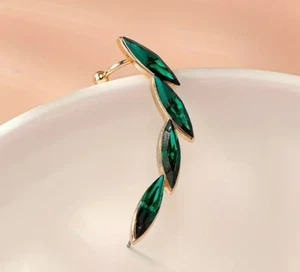 Green crystal leaf ear cuff climber - Picture 1 of 3