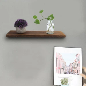 Wood Floating Wall Shelf Rack Brown 50*14*2cm MDF Home Decor Storage Organizer - Picture 1 of 11
