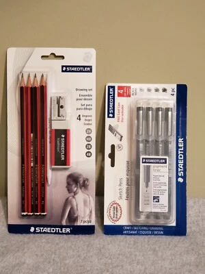STAEDTLER Pigment Liner Sketch Pens, Assorted Tips & 4 Degrees Drawing Set-New! - Image 1 of 4
