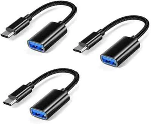 USB Type-C Male To USB 3.0 Type a Female Adapter OTG Converter Cable, 3 Pack - Picture 1 of 7