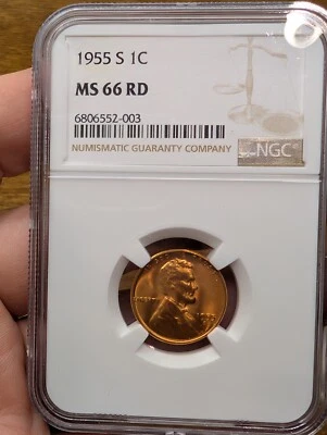 1955-S US 1c NGC MS 66 RD - Image 1 of 4