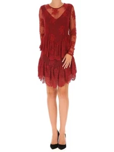 Aniye By Women's Bordeaux Lace Dot Dress Size S (42) ANY/4 - Picture 1 of 4