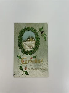Cartolina corona di Natale in rilievo stampata in Germania pubblicata 1910 - Foto 1 di 2