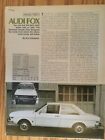 AU89 Road Test Audi Fox Coupe October 1973 3 pages