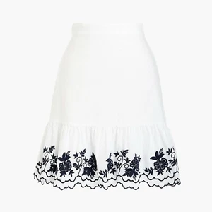 J Crew Factory - bestickter Baumwoll/Leinen Rock L6673 - XXS - Neu mit Etikett - Bild 1 von 1