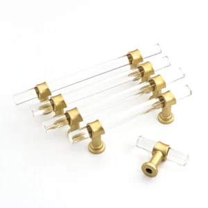 Acrylic Drawer Pulls Gold Cabinet Pulls Handles for Kitchen Cabinets Handles  - Picture 1 of 22
