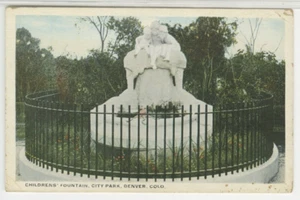 CO Postcard View Of Childrens' Fountain At City Park - Denver vintage linen QQ - Picture 1 of 2