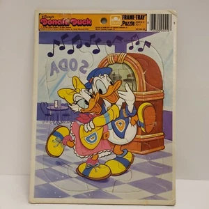 Vintage Disney Donald Duck & Daisy Golden Frame Tray Puzzle 4510D-45 Western  - Picture 1 of 11