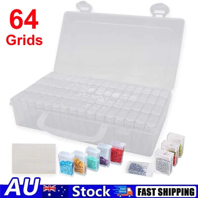 Diamond Painting Storage Containers Portable Bead Storage Organizer 64 Gird Box - image 1 of 4