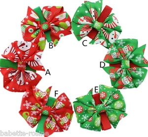 BARRETTE PINCE CLIP CHEVEUX, NOEUD MOTIF NOËL VERT ROUGE - FILLE ENFANT - CH33 - Imagen 1 de 7