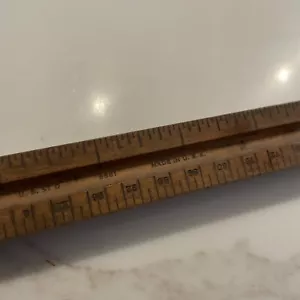 Vintage TRIANGULAR RULER: early wooden U.S. STD 8881 scales in description - Picture 1 of 7