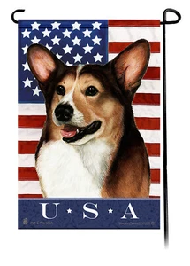 Patriotic USA Garden Flag - Open Tri Pembroke Corgi 047B - Picture 1 of 1