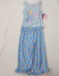 Disney Princess Girl's Pajamas PJS Sleeveless Shirt Long Pants Blue Cinderella 4 - Picture 1 of 9