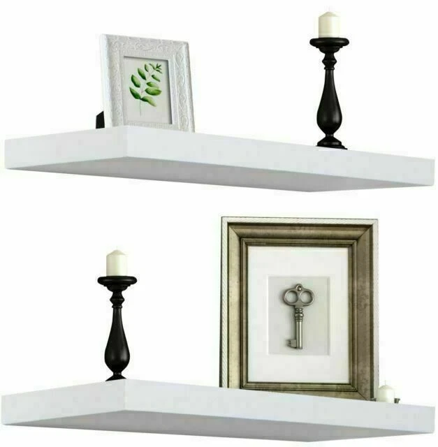 Sorbus WD-FLT-WHA Floating Wall Shelf - Set of 2, White