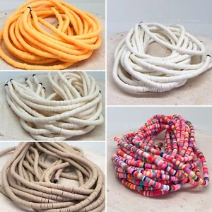 1 Strang Heishi Perlen Polymer Clay Perlen Scheiben 4mm 400 St. Heishi Weiß - Bild 1 von 6