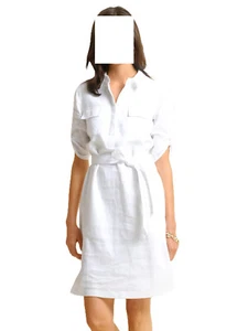 Alba Moda Kleid aus Leinen weiss mit Bindegürtel Gr. 40, Gr. 44 0922352547 - Picture 1 of 8
