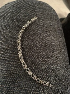Tennisarmband 10 Karat Weißgold Alwand Vahan 7 Zoll Saphir & Diamant 8,66 Gramm - Bild 1 von 5