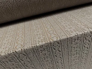 Soft Handle Crochet Lace Knit Fabric, Per Metre - Floral - Smokey Taupe - Picture 1 of 3