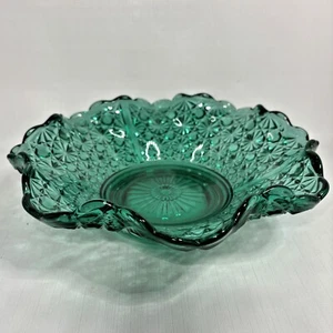 Fenton Daisy Button Green Schale Dark Teal Konsole Glasschale Vintage - Bild 1 von 5