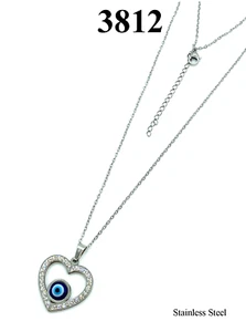 Stainless Steel Evil Eye Heart Necklaces # 3812 - Picture 1 of 9