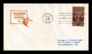 DR JIM STAMPS US COVER WYOMING 50TH ANNIVERSARY FDC SCOTT 897 HF CACHET - Picture 1 of 2