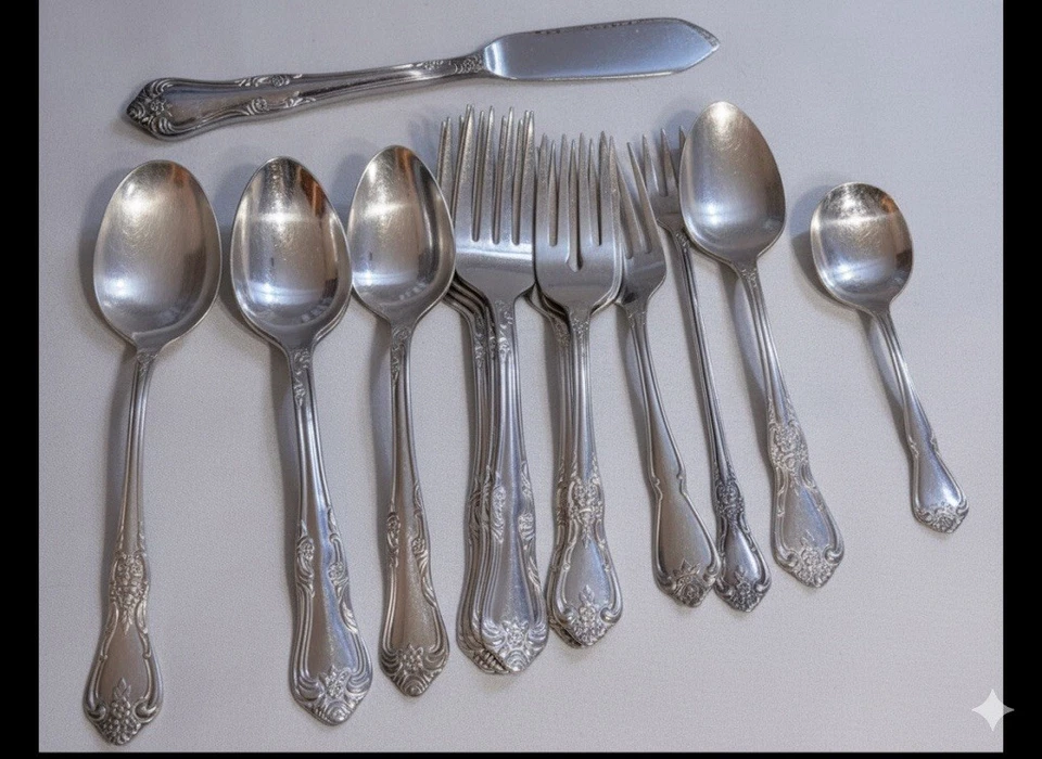 Oneida Stainless Steel Flatware Set Serving Lot of Forks Spoons Knife Dinnerware - Image 1 of 4