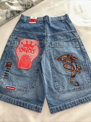 NUEVO CON ETIQUETAS Y2K Hombres JNCO Denim Serpiente Hip Hop Patinador Pantalones Cortos Bolsillos Profundos Cosidos Talla 30 Foto 1 de 4