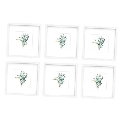  Picture Frames Set of 6, Displays 6x6 with Mat or Without Mat 10x10 White - Image 1 of 4